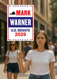 Mark Warner For Virginia Senate 2026 Election Sign, Anti-Trump Sign, Political Campaign Sign, Senate Election 2026 Race Poster Sign