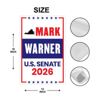 Mark Warner For Virginia Senate 2026 Garden Flag, Double Sided, 2026 Senate Flag, Elections Flag, Anti-Trump, Race Red White & Blue Flag