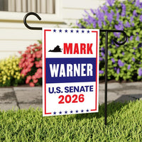 Mark Warner For Virginia Senate 2026 Garden Flag, Double Sided, 2026 Senate Flag, Elections Flag, Anti-Trump, Race Red White & Blue Flag