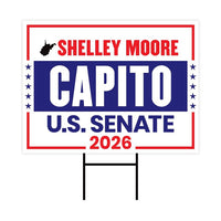 Shelley Moore Capito For West Virginia Senate 2026 Yard Sign, Corrugated Senate Election, Race Red White & Blue Yard Sign with Metal H-Stake