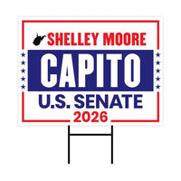 Shelley Moore Capito For West Virginia Senate 2026 Yard Sign, Corrugated Senate Election, Race Red White & Blue Yard Sign with Metal H-Stake