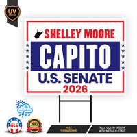 Shelley Moore Capito For West Virginia Senate 2026 Yard Sign, Corrugated Senate Election, Race Red White & Blue Yard Sign with Metal H-Stake