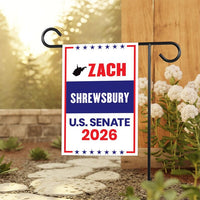 Zach Shrewsbury For West Virginia Senate 2026 Garden Flag, Double Sided, 2026 Senate Flag, Elections Flag, Race Red White & Blue Flag