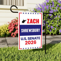 Zach Shrewsbury For West Virginia Senate 2026 Garden Flag, Double Sided, 2026 Senate Flag, Elections Flag, Race Red White & Blue Flag