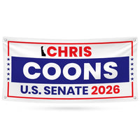 Chris Coons For Delaware U.S. Senate Banner Sign, 13 oz Waterproof US Senate Election 2026, Democrate Vinyl Banner With Metal Grommets