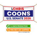Chris Coons For Delaware U.S. Senate Banner Sign, 13 oz Waterproof US Senate Election 2026, Democrate Vinyl Banner With Metal Grommets