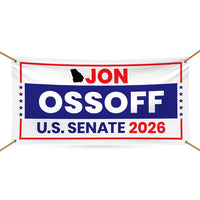 Jon Ossoff For Georgia U.S. Senate Banner Sign, 13 oz Waterproof US Senate Election 2026, Democratic Party Vinyl Banner With Metal Grommets