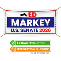 Ed Markey For Massachusetts U.S. Senate Banner Sign, 13 oz Waterproof US Senate Election 2026, Democrate Vinyl Banner With Metal Grommets
