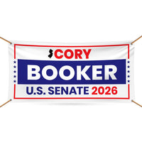 Cory Booker For New Jersey U.S. Senate Banner Sign, 13 oz Waterproof US Senate Election 2026, Democratic Vinyl Banner With Metal Grommets