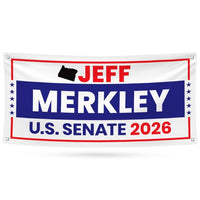 Jeff Merkley For Oregon U.S. Senate Banner Sign, 13 oz Waterproof US Senate Election 2026, Democratic Party Vinyl Banner With Metal Grommets