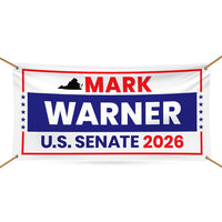 Mark Warner For Virginia U.S. Senate Banner Sign, 13 oz Waterproof US Senate Election 2026, Democratic Vinyl Banner With Metal Grommets