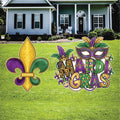 Mardi Gras Yard Sign Cutouts, Fleur de Lis and Mardi Gras Lawn Decorations, Carnival Outdoor Yard Signs with Stakes, Front Yard Decor