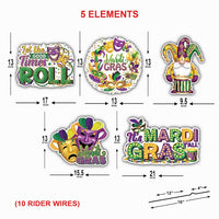 Mardi Gras Yard Sign Cutouts, Let the Good Times Roll Lawn Decorations, Mardi Gras Outdoor Yard Signs with Stakes, Front Yard Decor