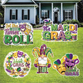 Mardi Gras Yard Sign Cutouts, Let the Good Times Roll Lawn Decorations, Mardi Gras Outdoor Yard Signs with Stakes, Front Yard Decor