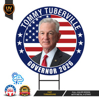 Tommy Tuberville For Alabama Governor Yard Sign - Coroplast 2026 Governor Elections Race Red White & Blue Yard Sign with Metal H-Stake