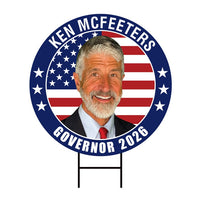 Ken McFeeters For Alabama Governor Yard Sign - Coroplast 2026 Governor Elections Race Red White & Blue Yard Sign with Metal H-Stake