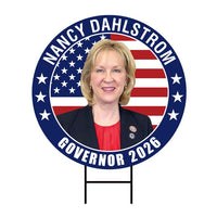 Nancy Dahlstrom For Alaska Governor Yard Sign - Coroplast 2026 Governor Elections Race Red White & Blue Yard Sign with Metal H-Stake