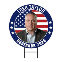 Treg Taylor For Alaska Governor Yard Sign - Coroplast 2026 Governor Elections Race Red White & Blue Yard Sign with Metal H-Stake