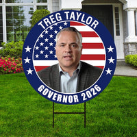 Treg Taylor For Alaska Governor Yard Sign - Coroplast 2026 Governor Elections Race Red White & Blue Yard Sign with Metal H-Stake