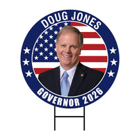 Doug Jones For Alabama Governor Yard Sign - Coroplast 2026 Governor Elections Race Red White & Blue Yard Sign with Metal H-Stake