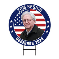 Tom Begich For Alaska Governor Yard Sign - Coroplast 2026 Governor Elections Race Red White & Blue Yard Sign with Metal H-Stake