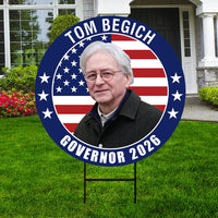 Tom Begich For Alaska Governor Yard Sign - Coroplast 2026 Governor Elections Race Red White & Blue Yard Sign with Metal H-Stake