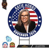 Katie Hobbs For Arizona Governor Yard Sign - Coroplast 2026 Governor Elections Race Red White & Blue Yard Sign with Metal H-Stake