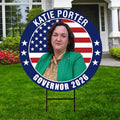 Katie Porter For California Governor Yard Sign - Coroplast 2026 Governor Elections Race Red White & Blue Yard Sign with Metal H-Stake
