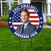 Eric Swalwell For California Governor Yard Sign - Coroplast 2026 Governor Elections Race Red White & Blue Yard Sign with Metal H-Stake