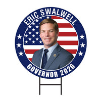 Eric Swalwell For California Governor Yard Sign - Coroplast 2026 Governor Elections Race Red White & Blue Yard Sign with Metal H-Stake