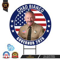 Chad Bianco For California Governor Yard Sign - Coroplast 2026 Governor Elections Race Red White & Blue Yard Sign with Metal H-Stake