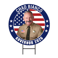 Chad Bianco For California Governor Yard Sign - Coroplast 2026 Governor Elections Race Red White & Blue Yard Sign with Metal H-Stake