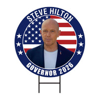Steve Hilton For California Governor Yard Sign - Coroplast 2026 Governor Elections Race Red White & Blue Yard Sign with Metal H-Stake