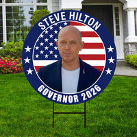 Steve Hilton For California Governor Yard Sign - Coroplast 2026 Governor Elections Race Red White & Blue Yard Sign with Metal H-Stake