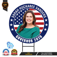 Sarah Huckabee For Arkansas Governor Yard Sign - Coroplast 2026 Governor Elections Race Red White & Blue Yard Sign with Metal H-Stake