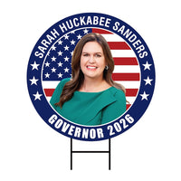 Sarah Huckabee For Arkansas Governor Yard Sign - Coroplast 2026 Governor Elections Race Red White & Blue Yard Sign with Metal H-Stake