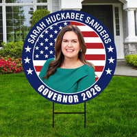 Sarah Huckabee For Arkansas Governor Yard Sign - Coroplast 2026 Governor Elections Race Red White & Blue Yard Sign with Metal H-Stake
