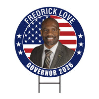 Fredrick Love For Arkansas Governor Yard Sign - Coroplast 2026 Governor Elections Race Red White & Blue Yard Sign with Metal H-Stake