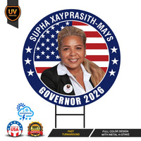Supha Xayprasith-Mays For Arkansas Governor Yard Sign - Coroplast 2026 Governor Elections Race Red White & Blue Yard Sign with Metal H-Stake