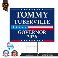 Tommy Tuberville For Alabama Governor 2026 Yard Sign, Corrugated Governor Elections Race Red White & Blue Yard Sign with Metal H-Stake