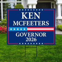 Ken McFeeters For Alabama Governor 2026 Yard Sign, Corrugated Plastic Governor Elections Race Red White & Blue Yard Sign with Metal H-Stake