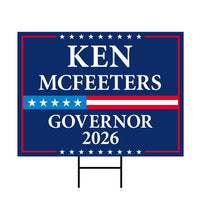 Ken McFeeters For Alabama Governor 2026 Yard Sign, Corrugated Plastic Governor Elections Race Red White & Blue Yard Sign with Metal H-Stake