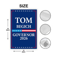 Tom Begich For Alaska Governor 2026 Garden Flag, Double Sided, 2026 Governor Flag, Elections Flag, Race Red White & Blue Flag