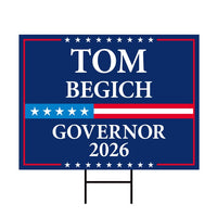 Tom Begich For Alaska Governor 2026 Yard Sign, Corrugated Plastic Governor Elections Race Red White & Blue Yard Sign with Metal H-Stake