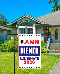 Ann Diener For Alaska Senate 2026 Garden Flag, Double Sided, 2026 Senate Flag, Elections Flag, Anti-Trump Sign, Race Red White & Blue Flag