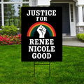 Justice For Renee Good Yard Sign, Abolish ICE Keep the Immigrants, Deport the Racists, Anti-Trump, Resist Fascism Sign with Metal H-Stake