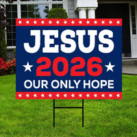 Jesus 2026 Yard Sign - Coroplast Visible Text Long Lasting Rust Free Jesus 2026 Sign with Metal H-Stake