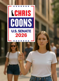 Chris Coons For Delaware Senate 2026 Election Sign, Anti-Trump, Political Campaign Sign, Senate Election 2026 Race Poster Sign