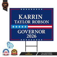 Karrin Taylor Robson For Arizona Governor 2026 Yard Sign, Corrugated Governor Elections Race Red White & Blue Yard Sign with Metal H-Stake