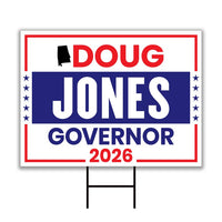 Doug Jones For Alabama Governor 2026 Yard Sign, Corrugated Plastic Governor Elections Race Red White & Blue Yard Sign with Metal H-Stake